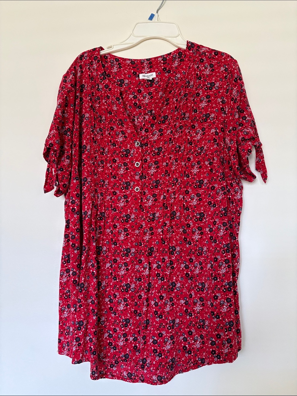 Westport Red Floral Button-Front Top